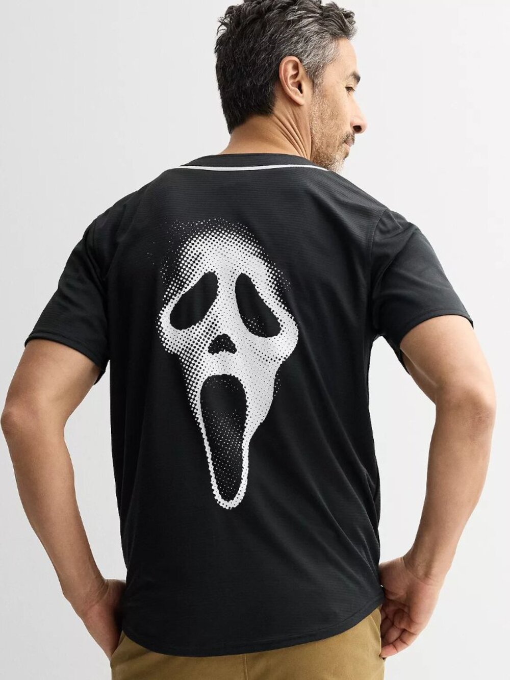 Men's Scream Horror Movie Ghost Face 96 Graphic Baseball Jersey Halloween